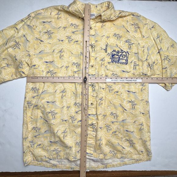 Mutt Lynchs  Columbia Newport Beach CA Hawaiian Shirt XL Yellow Sharks Dog - Picture 4 of 12